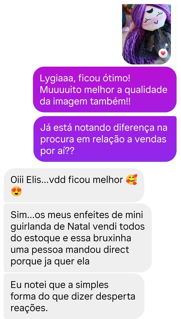 Mensagem da Lygia sobre as mini guirlandas